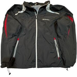 North End State Farm Windbreaker Jacket XL Gray Hooded Full Zip Mesh Lined